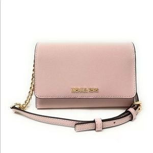 NWT Michael Kors Jet Set Travel Pink Blush Multifunction Phone Crossbody Bag